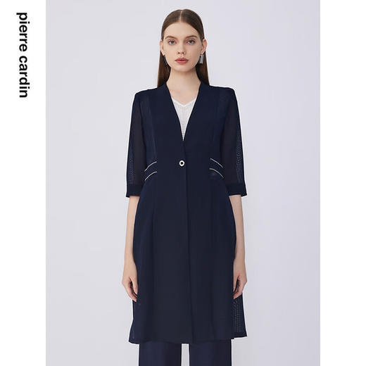 皮尔卡丹女装风衣简约知性轻薄通勤七分袖风衣P2215G2034N0
 商品图0