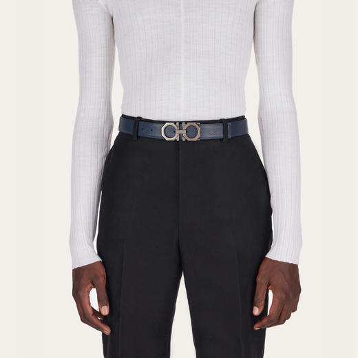 FERRAGAMO 菲拉格慕 男士双面可调式 Gancini 皮革腰带 蓝色 67 0266 765787 商品图3