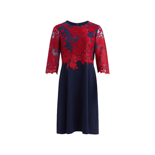 皮尔卡丹女装春季新款法式蕾丝刺绣修身连衣裙P2132E2120R3
 商品图4