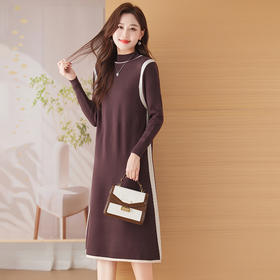 CC-108-2673秋冬季新款毛衣裙气质羊毛针织内搭打底连衣裙中长款洋气裙子