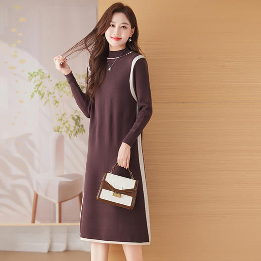 CC-108-2673秋冬季新款毛衣裙气质羊毛针织内搭打底连衣裙中长款洋气裙子 商品图0