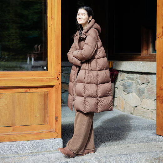 绽放811朵/*被子款鹅绒服被子款中长款方形格纹高领连帽羽绒服 商品图2