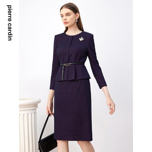 皮尔卡丹女装连衣裙职业长袖秋季通勤假两件P3425E3993Z3
 商品图3