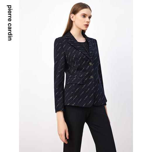 皮尔卡丹女装西装羊毛复古花色时尚通勤干练西服外套P3430U3966N0
 商品图4