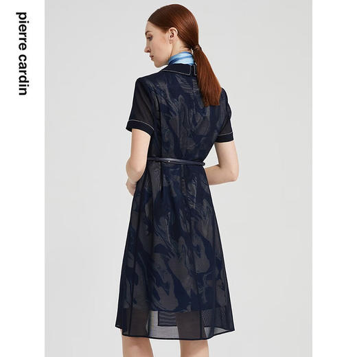 皮尔卡丹女装简约时尚拼接印花通勤收腰假两件连衣裙P2215D2012N3
 商品图1