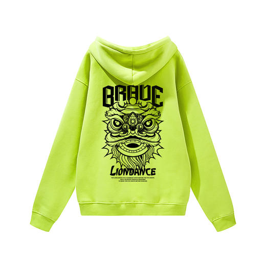 自由基地国潮舞狮潮流插画印花落肩款宽松秋冬抓绒卫衣男女情侣款 NMT-2196 商品图5