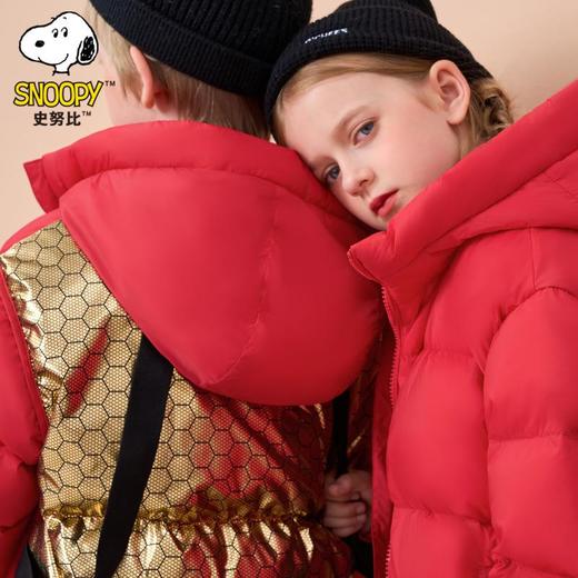史努比儿童羽绒服2024秋冬新款黑色金标男女童加厚90白鸭绒羽绒服 商品图1