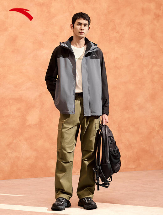 安踏（ANTA）防泼水外套男两件套秋冬季户外运动休闲保暖梭织上衣152447629 基础黑/男装灰-4 商品图1