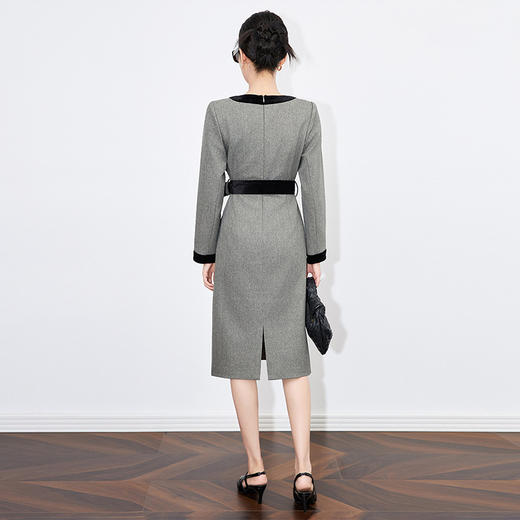 【高货wl】全新升级【铂金会员349/天猫469/差价120】(14343) 洛诗琳高级感气质显瘦通勤轻奢小香风圆领长袖包臀连衣裙 商品图4