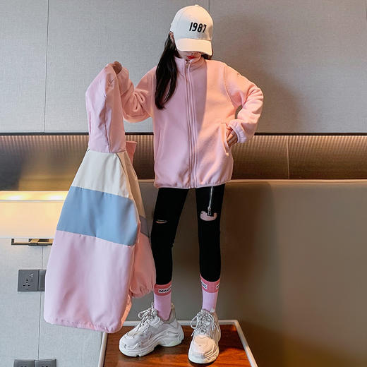 TZF-女童冲锋衣三合一可拆卸加厚外套中大童卡通洋气风衣儿童户外夹克 商品图6