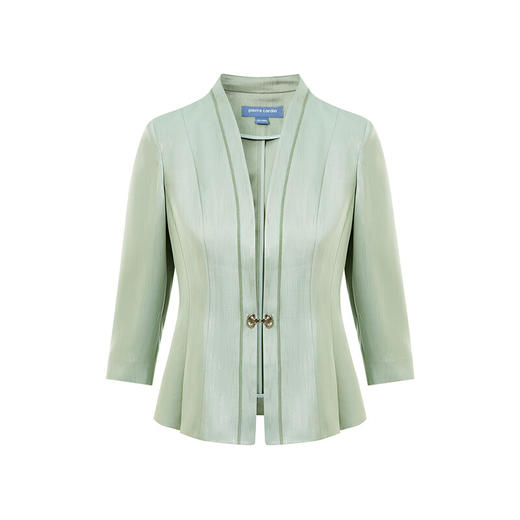 皮尔卡丹女装春季新款绿色白色长袖西服外套精致上衣C41UL04
 商品图7