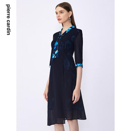 皮尔卡丹女装夏季新款通勤淑女修身双色连衣裙C32DL018
 商品图6