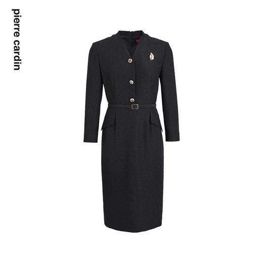 皮尔卡丹女装连衣裙三醋酸高级感商务通勤OL长袖裙子P2302E2919B0 商品图4