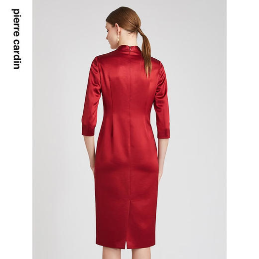 皮尔卡丹秋新款简约通勤淑女修身刺绣连衣裙P2306E2989T0 商品图3