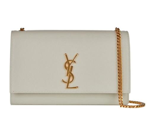 YSL圣罗兰 YSL Kate金标Logo链条 粒面压印皮革 单肩斜挎包 中号女款 白色 商品图0