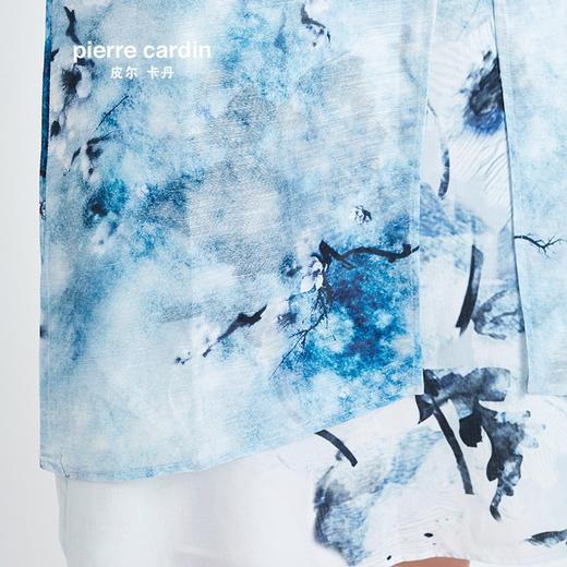 皮尔卡丹女装季新款短袖浅蓝色风衣外套气质时尚中长款开衫
 商品图4