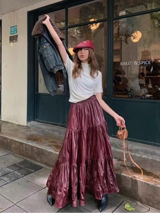 开年大促【半身裙】（NO退）2513复古洋气设计感褶皱蛋糕裙半身裙-喜出 商品图1