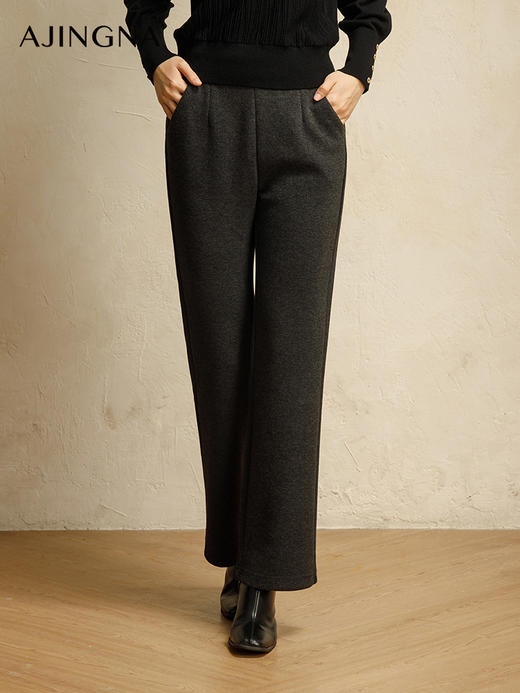 【商场同款】阿菁娜2024冬季新款高品质羊毛混纺微喇裤A30D210097 商品图1