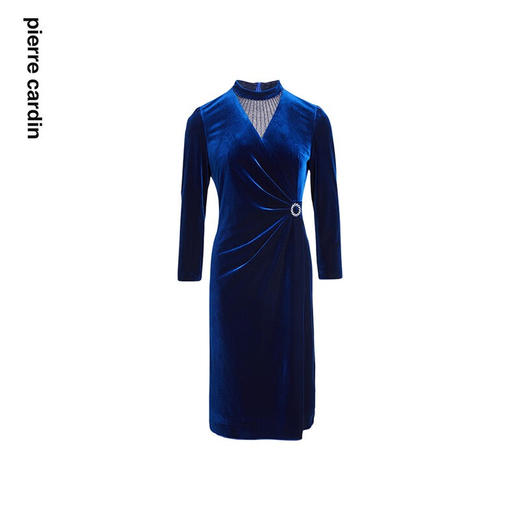 皮尔卡丹女装秋新款复古典雅丝绒长袖连衣裙P2320E2984L0
 商品图4