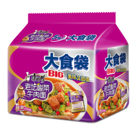 康师傅大食袋酸菜牛肉面120g*5/包