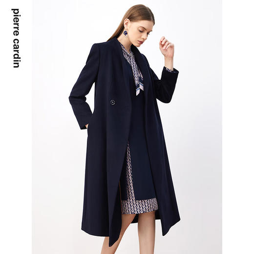 皮尔卡丹女装毛呢外套中长款保暖黑色高级感宽松大衣P3453C3976N0 商品图1