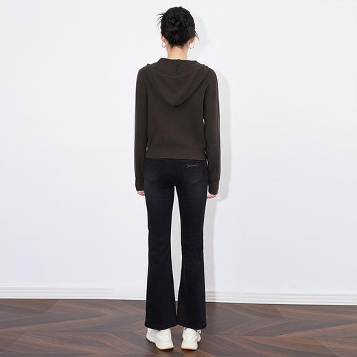 【高货wl】全新升级【铂金会员183/天猫239/差价56】(14141) 洛诗琳气质通勤翻领连帽针织开衫撞色抽绳双头拉链外套 商品图4