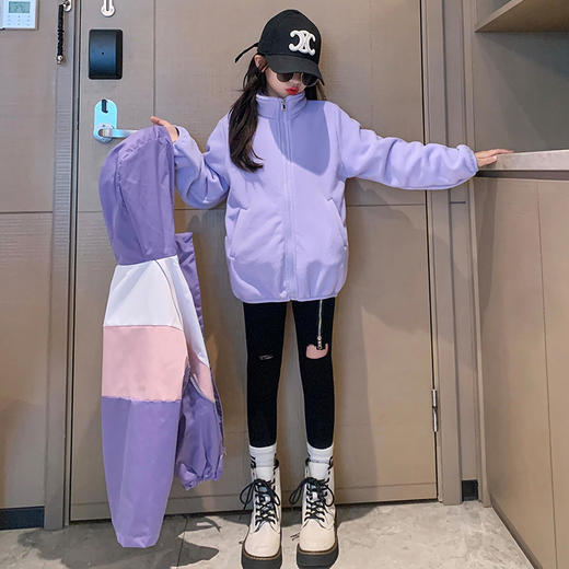 TZF-女童冲锋衣三合一可拆卸加厚外套中大童卡通洋气风衣儿童户外夹克 商品图7