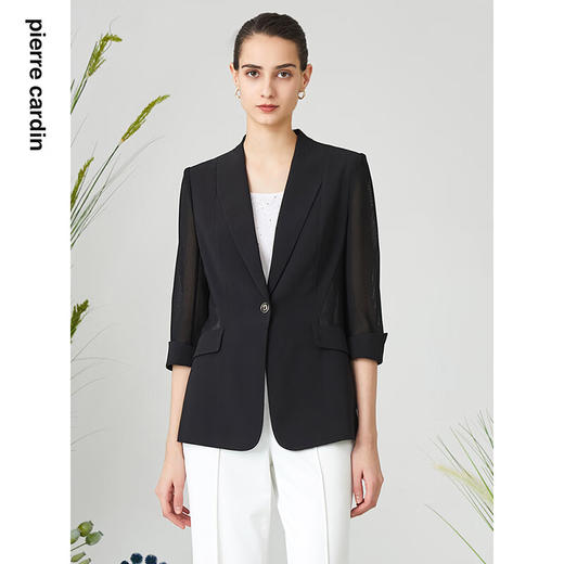 皮尔卡丹女装时尚都市OL风简约通勤修身一粒扣西服P3213U3074B0
 商品图0