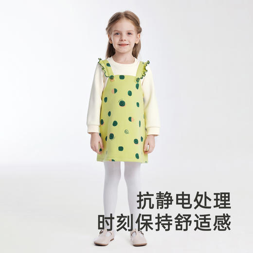 英氏儿童裙子秋季女童长袖连衣裙假两件加绒保暖连衣裙新款 商品图4