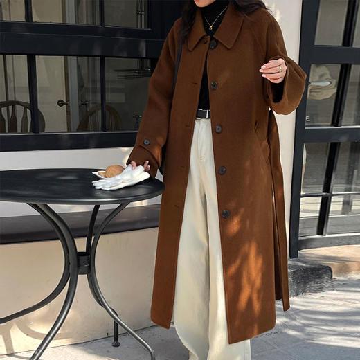 【顺丰包邮】12726 洛诗琳赫本风系带小方领*手缝双面羊毛大衣888 商品图1