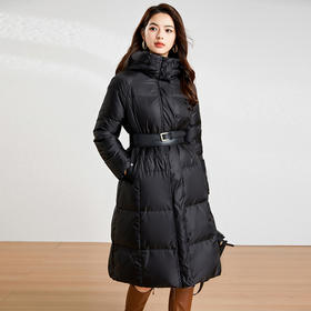 【高货kbnq】全新升级【铂金会员735/天猫999/差价264】(15931) 洛诗琳冬季新品时尚收腰显瘦白鸭绒加厚连帽长款羽绒服