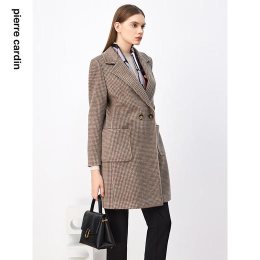 皮尔卡丹女装大衣英伦千鸟格时尚通勤羊毛大衣P3467C3901K3
 商品图1