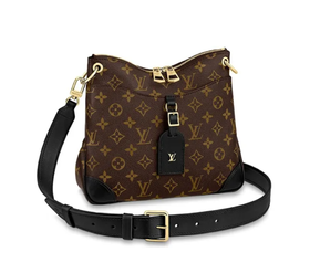 LOUIS VUITTON Odeon 老花满印可调节可拆卸肩带拉链 涂层帆布拼牛皮饰边 手袋单肩斜挎包 小号 女款 黑色 尺寸