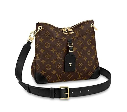 LOUIS VUITTON Odeon 老花满印可调节可拆卸肩带拉链 涂层帆布拼牛皮饰边 手袋单肩斜挎包 小号 女款 黑色 尺寸 商品图0