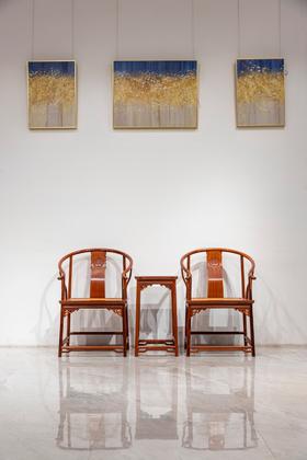 红桥红  家具严选  缅甸花梨（大果紫檀）【藤面 恭王府 寿字纹 圈椅 三件套】