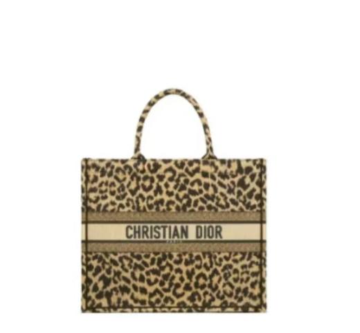 DIOR迪奥 BookTote系列 Mizza豹纹刺绣 帆布购物袋手提包女款米色 商品图0