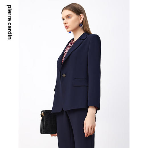 皮尔卡丹女装西装春秋一粒扣藏蓝色通勤高端西服上衣P3326U3928N0
 商品图1