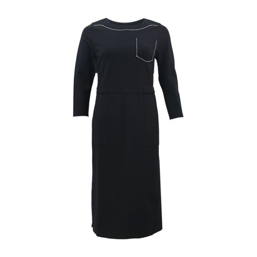 皮尔卡丹女装2024春夏新款黑色红色简约通勤风连衣裙C42DL30 商品图4