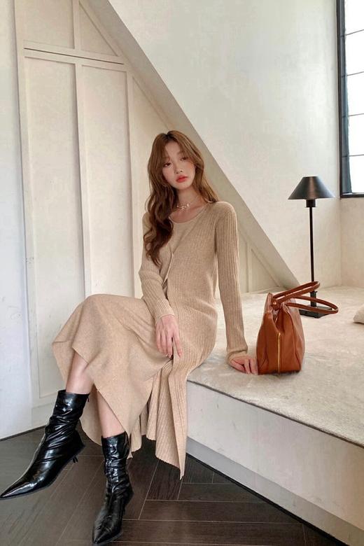 Le Malene 温柔针织连衣裙长款开衫套装 18883 商品图1