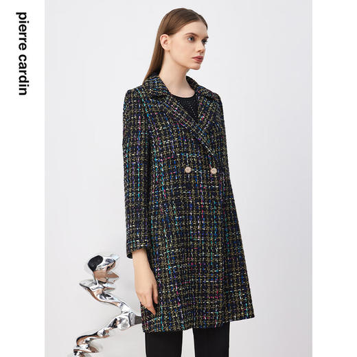 皮尔卡丹女装冬季新款黑花色时尚大衣法式高端外套P3444G3979B3
 商品图1