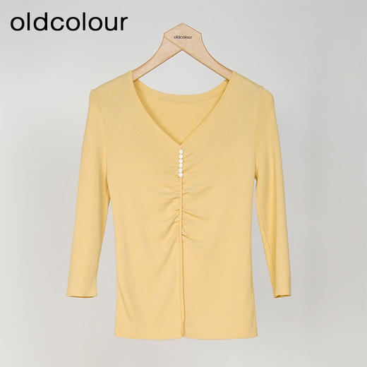 oldcolour春秋款简约休闲领百搭内搭T恤套头衫女GM31052824 商品图0