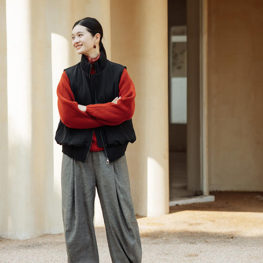 绽放旅行女装544朵/秋冬宽松舒适拼接无袖立领鹅绒轻便羽绒马甲 商品图4