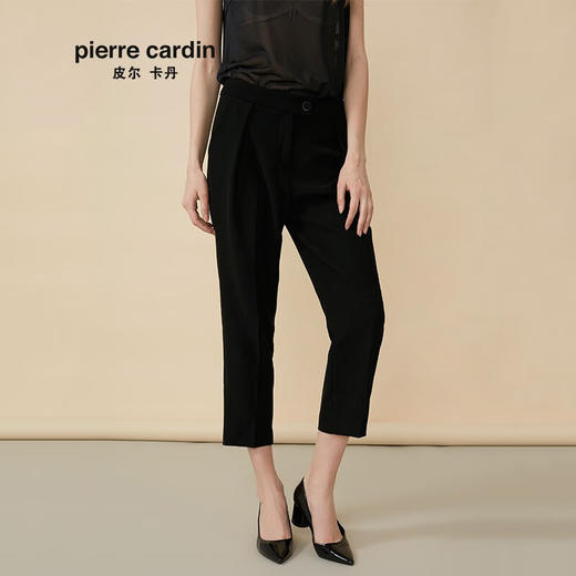 皮尔卡丹女装年秋冬新款黑色休闲裤长裤直筒裤P84TL62B0
 商品图1