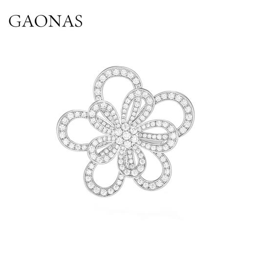 GAONAS 925银合成锆石胸针 经典优雅双花白色多功能胸针 10938ZW 商品图0