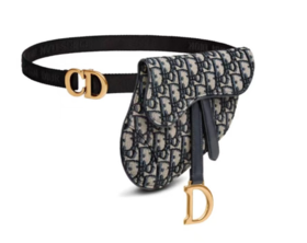 Dior(迪奥) saddle 马鞍包 刺绣老花满印logo 斜挎包 腰包 蓝色