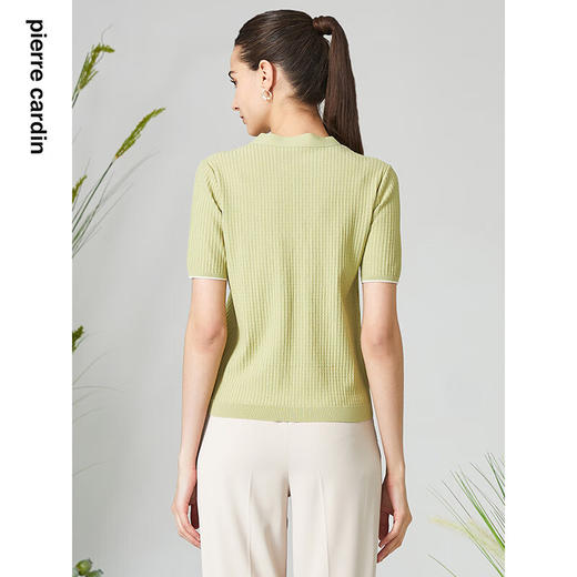 皮尔卡丹女装针织衫短袖华夫格气质通勤百搭针织开衫P3299K3252G1
 商品图2