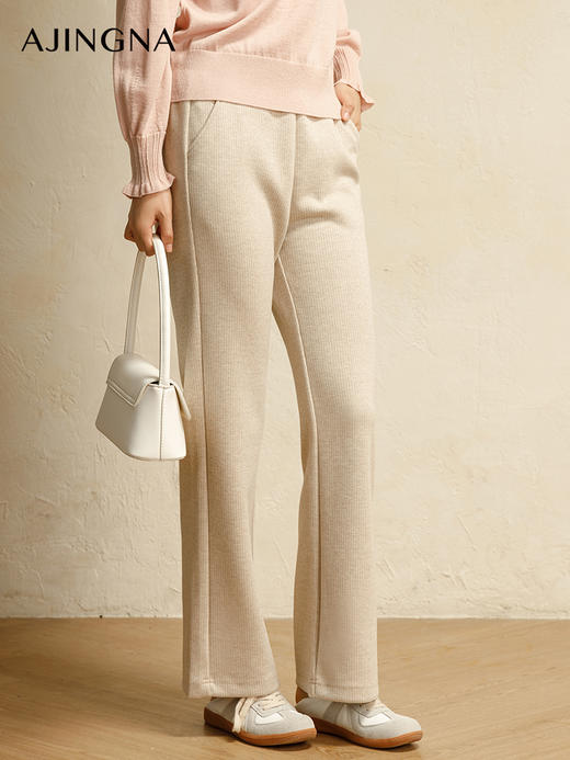 【商场同款】阿菁娜2024冬季新款毛呢针织直筒裤A29D210021 商品图3