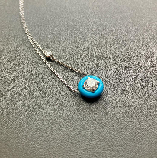 马卡龙设计18k白金钻石项链蓝瓷松 商品图3