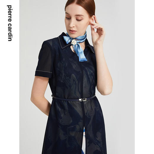 皮尔卡丹女装简约时尚拼接印花通勤收腰假两件连衣裙P2215D2012N3
 商品图3