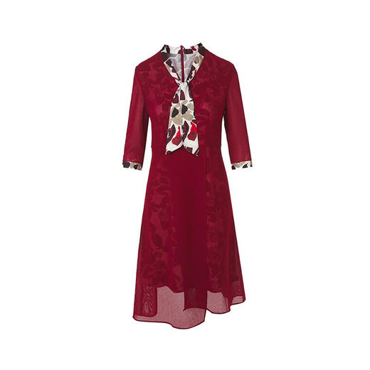 皮尔卡丹女装夏季新款通勤淑女修身双色连衣裙C32DL018
 商品图4